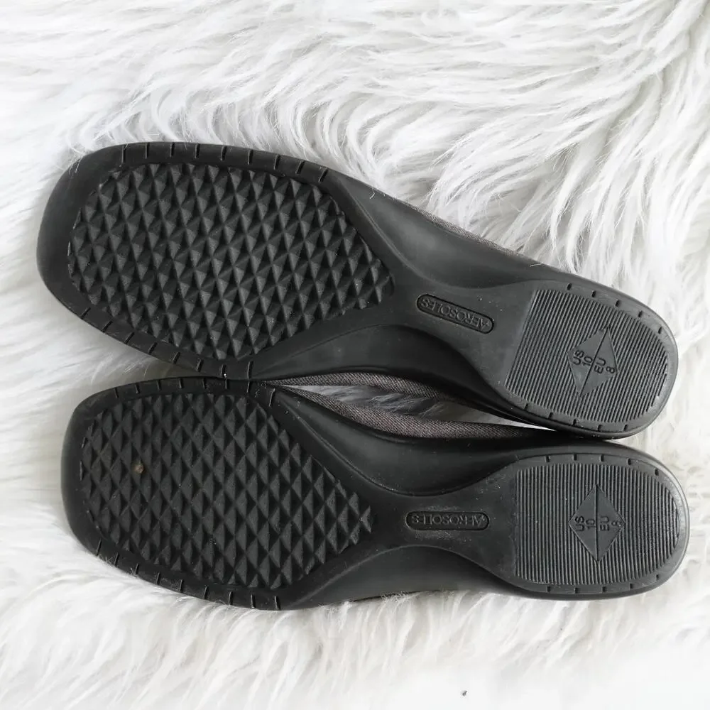 Vintage Aerosoles 90s Y2K Grey Square Toe Fabric Flats - Picture 8 of 9